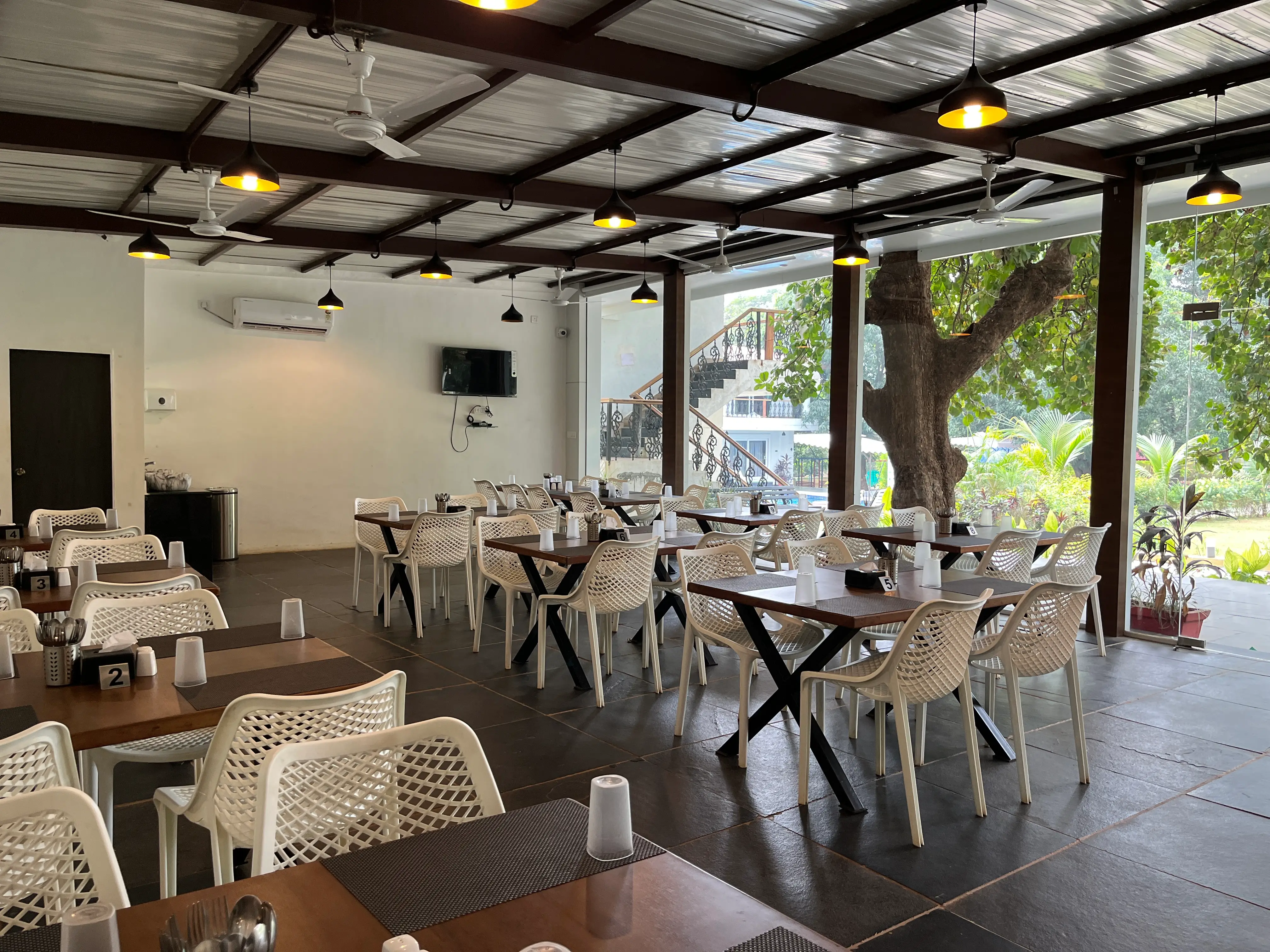 Authentic multi-cuisine dining hall at Unwind Karjat