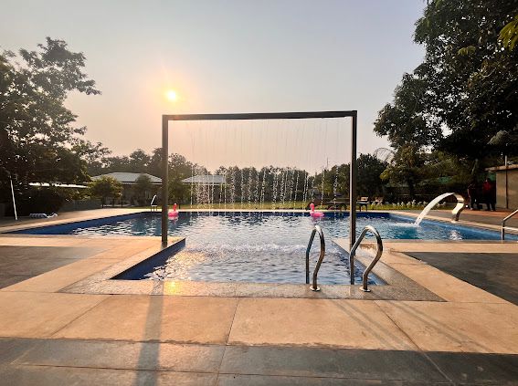 Serene estate landscape at dusk