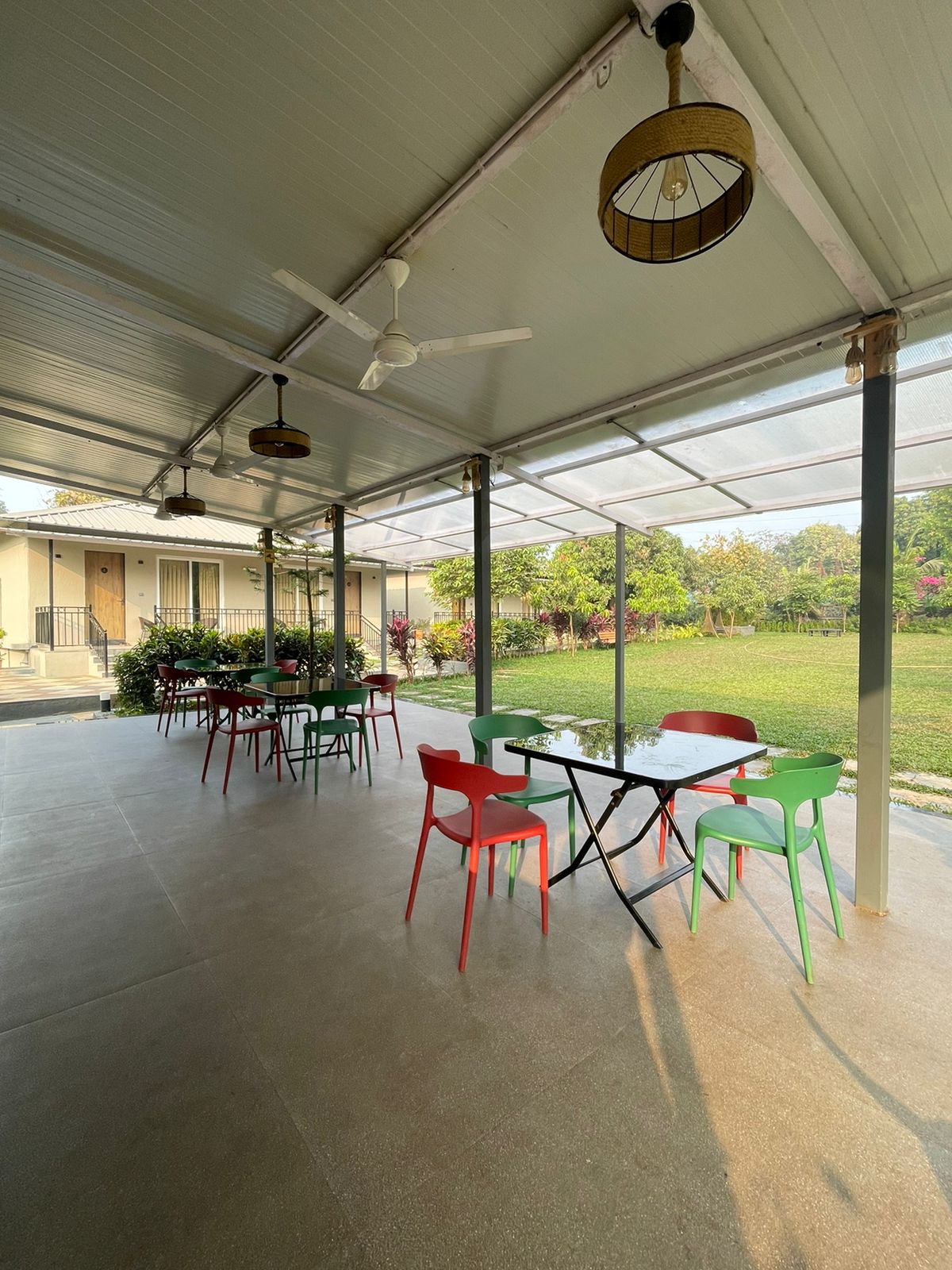 Cozy garden cafe and lounge at Unwind Karjat