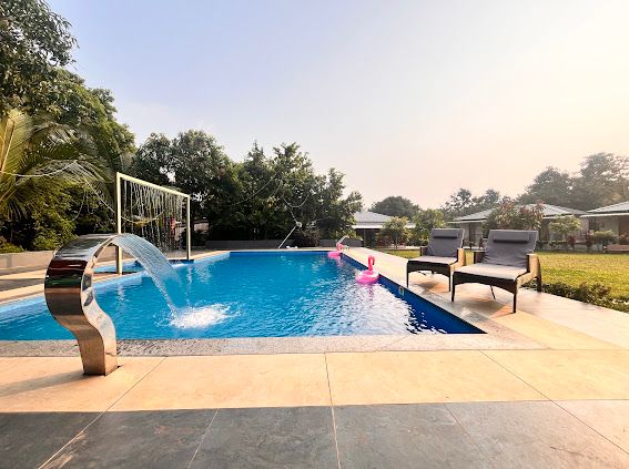 Modern rustic interior at Unwind Karjat